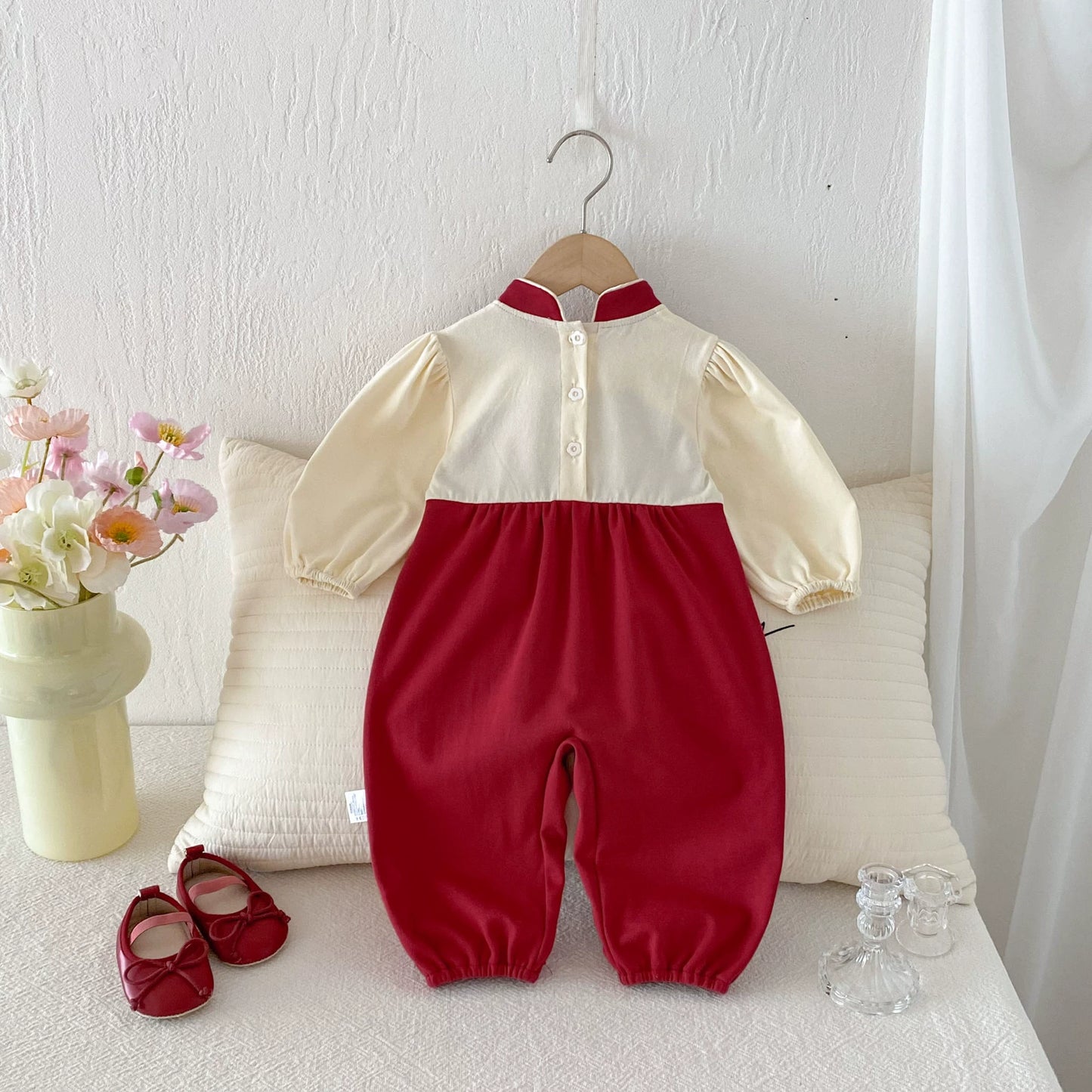 Autumn Arrival Baby Girls Long Sleeves Cartoon and Letters Embroidered Pattern Color Patchwork Rompers, MyKids-USA®, Baby One-Pieces, MyKids-USA -  -  -  -  -  -  - 