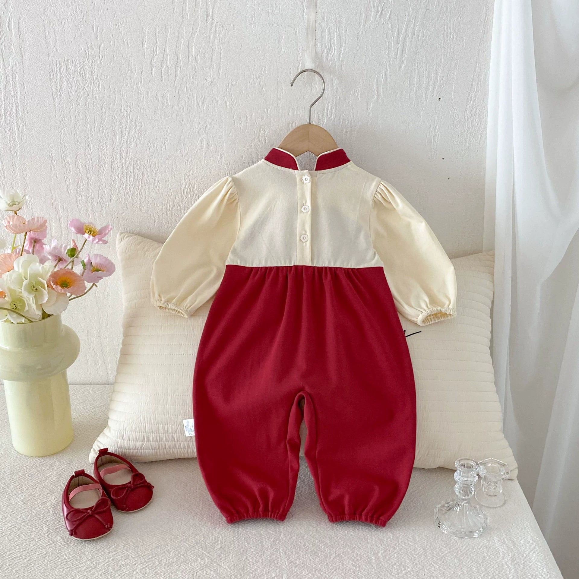 Autumn Arrival Baby Girls Long Sleeves Cartoon and Letters Embroidered Pattern Color Patchwork Rompers, MyKids-USA®, Baby One-Pieces, MyKids-USA -  -  -  -  -  -  - 