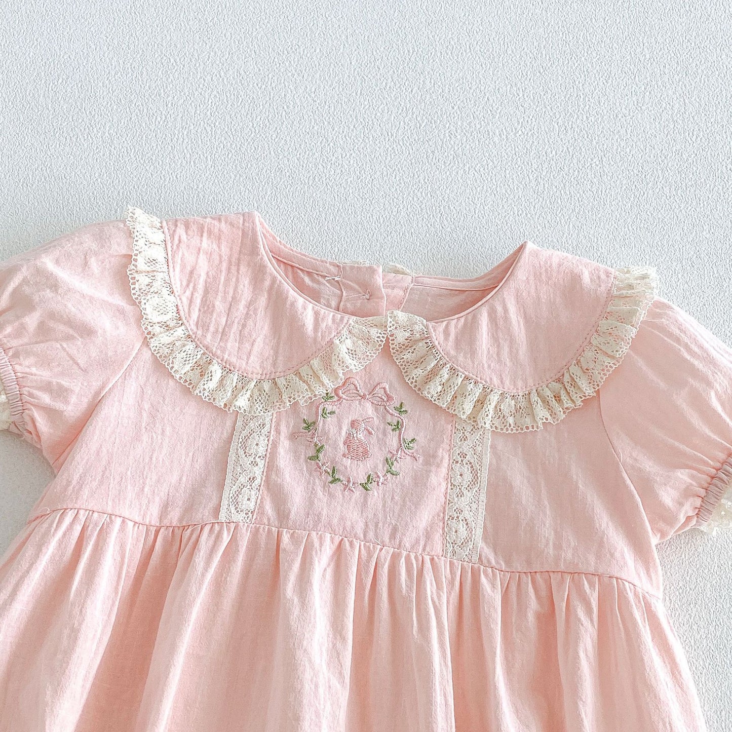 Summer Arrival Baby Girls Short Sleeves Embroidery Pattern Lace Trim Bodysuit, MyKids-USA®, Baby & Children's One-Pieces, MyKids-USA -  -  -  -  -  -  - .