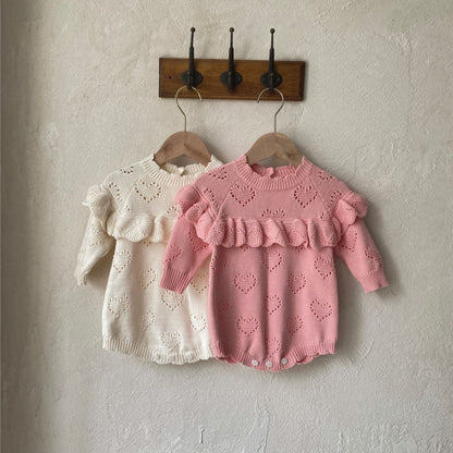 MyKids-USA® Hearts Hollow-out Pattern Solid Color Baby Kids Girls Princess Bodysuit