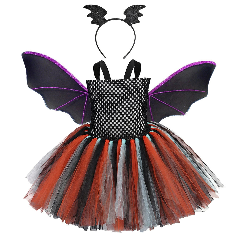 Arrival Girls’ Halloween Bat Dress – Devil Wings Princess Costume Set for Cosplay, Party, and Stage Performance, MyKids-USA®, Costume Dresses, MyKids-USA - Size/Age - S (1-2Y) - Color - Black -  -  - TR2508202011-A.