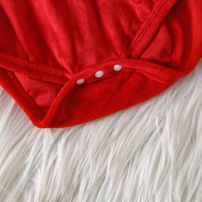 Christmas Arrival Baby Girls Long Sleeves Red Cartoon Fluffy Bodysuit, MyKids-USA®, Baby One-Pieces, MyKids-USA -  -  -  -  -  -  - .