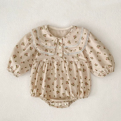 Autumn Baby Girls French Style Flowers Pattern Long-sleeved Onesies and Dress – Princess Sister Matching Set, MyKids-USA®, Baby & Toddler Outfits, MyKids-USA - Size/Age - 66 (3-6M) - Color - Apricot -  -  - TR2507152046-A