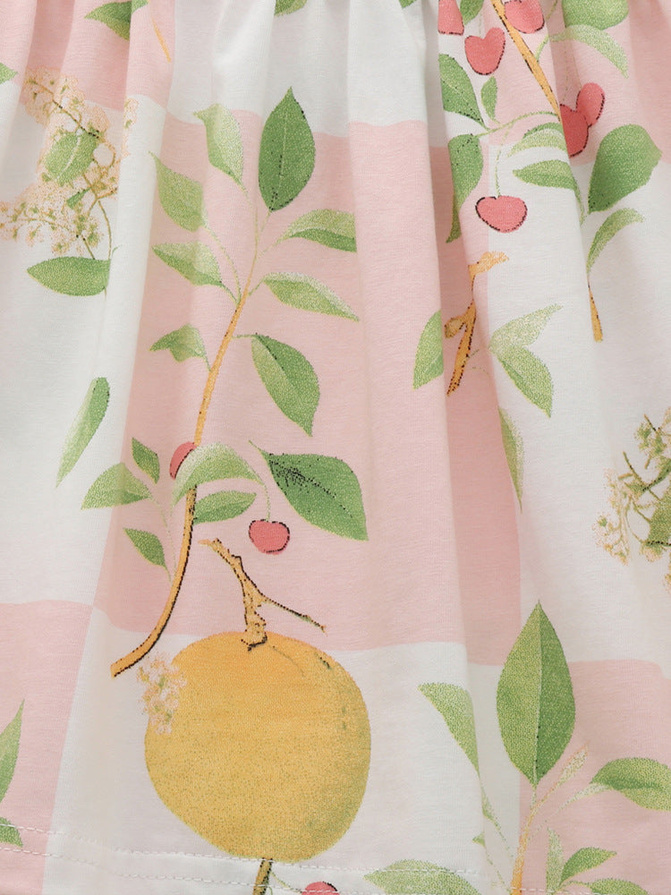 Summer Baby Kids Girls Short Sleeves Fruits Pattern Dress