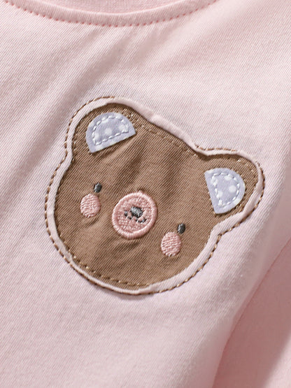 Summer Teddy Logo Short-sleeved Pink Dress with Dots Pattern for Stylish Girls, MyKids-USA®, Baby & Toddler Dresses, MyKids-USA -  -  -  -  -  -  - 