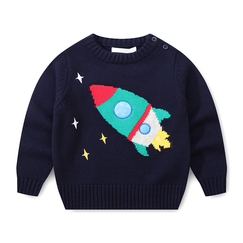 Kids’ Spring/Autumn Cotton Sweater – Boys’ Base Layer And Girls’ Pullover Knit Sweater For Toddlers And Young Children