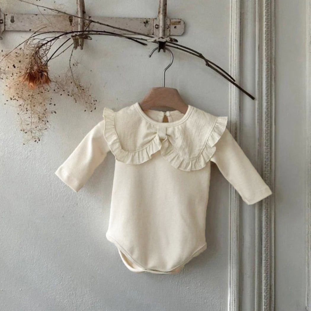 Autumn and Spring Arrival Baby Girls Solid Color Long Sleeves Bodysuit with Collar, MyKids-USA®, Bodysuits, MyKids-USA - Size/Age - 66 (3-6M) - Color - Apricot -  -  - TR2601271120-A.