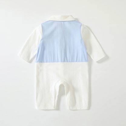Autumn Hot Selling Baby Boys Color Patchwork Rompers Bodysuits with Turn-down Collar, MyKids-USA®, Baby One-Pieces, MyKids-USA -  -  -  -  -  -  - 