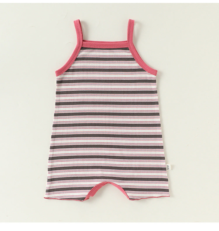 Summer Arrival Baby Sleeveless Striped Pattern Thin Rompers Bodysuits, MyKids-USA®, Baby & Children's One-Pieces, MyKids-USA - Size/Age - 66 (3-6M) - Color - Pink -  -  - TR2606012319-B.