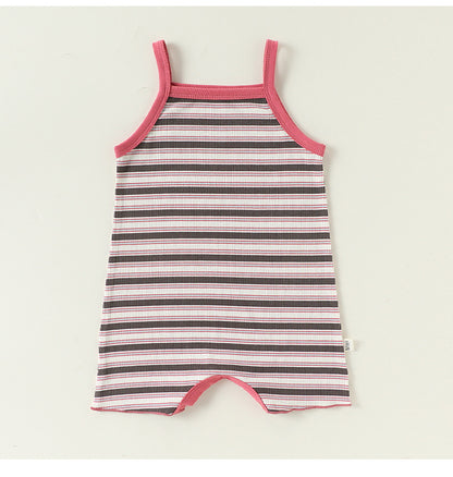 Summer Arrival Baby Sleeveless Striped Pattern Thin Rompers Bodysuits, MyKids-USA®, Baby & Children's One-Pieces, MyKids-USA - Size/Age - 66 (3-6M) - Color - Pink -  -  - TR2606012319-B.