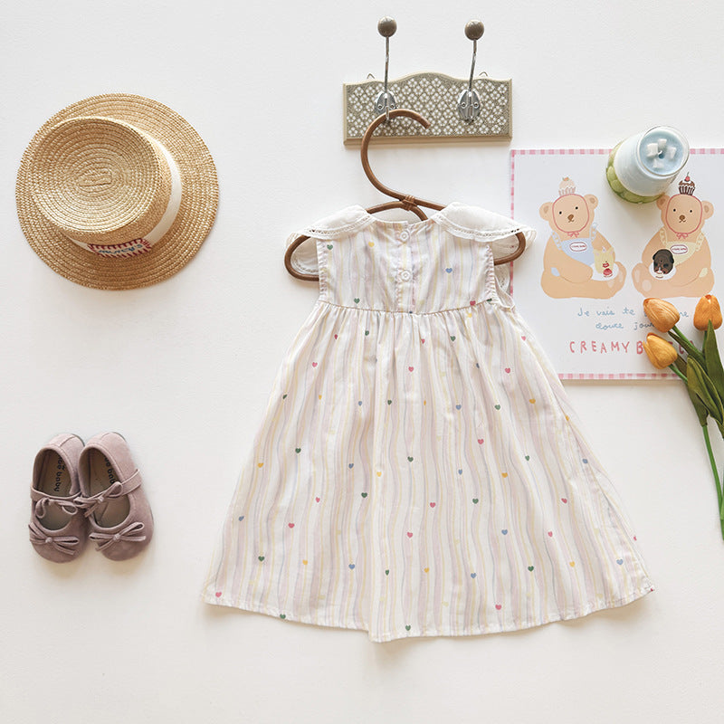 Summer Arrival Baby Girls Sleeveless Striped and Hearts Pattern Dress, MyKids-USA®, Baby & Children's Dresses, MyKids-USA -  -  -  -  -  -  - .