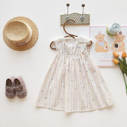 Summer Arrival Baby Girls Sleeveless Striped and Hearts Pattern Dress, MyKids-USA®, Baby & Children's Dresses, MyKids-USA -  -  -  -  -  -  - .