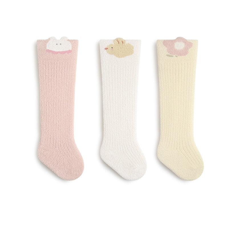 Winter Arrival Baby Unisex Breathable Cute Cartoon Pattern Stockings 1 Lot=3-Pair Set, MyKids-USA®, Baby & Toddler Socks & Tights, MyKids-USA - Size/Age - XS (0-6M) - Color - Light Pink -  -  - TR2601081226-C.