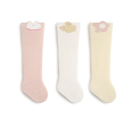 Winter Arrival Baby Unisex Breathable Cute Cartoon Pattern Stockings 1 Lot=3-Pair Set, MyKids-USA®, Baby & Toddler Socks & Tights, MyKids-USA - Size/Age - XS (0-6M) - Color - Light Pink -  -  - TR2601081226-C.