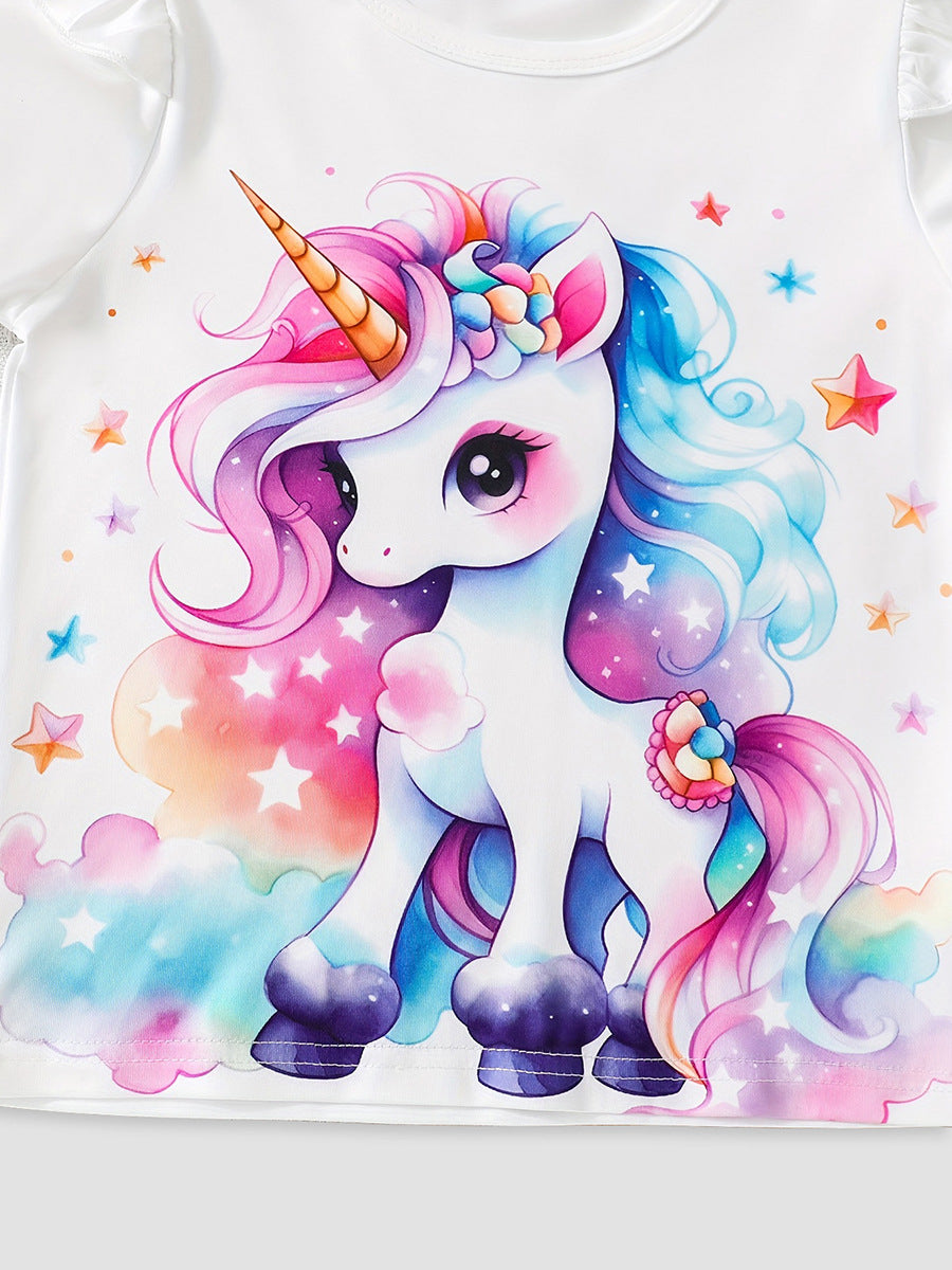Arrival Summer Baby Kids Girls Short Sleeves Stars and Unicorn Pattern T-shirt and Shorts Clothing Set, MyKids-USA®, Baby & Children's Outfits, MyKids-USA -  -  -  -  -  -  - .