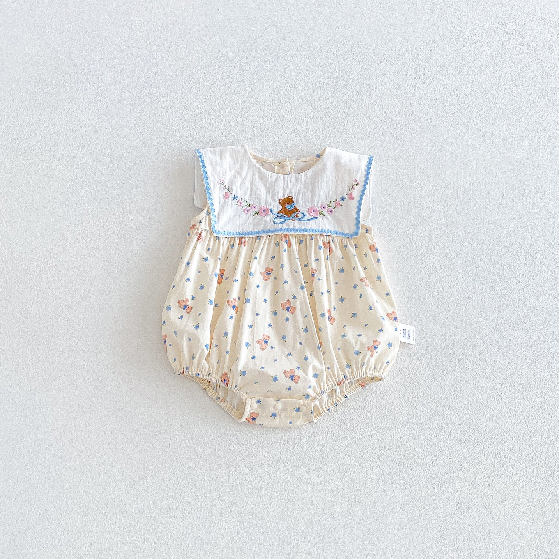 Design Summer Baby Kids Girls Sleeveless Teddy and Floral Pattern Bodysuit, MyKids-USA®, Baby & Children's One-Pieces, MyKids-USA - Size/Age - 66 (3-6M) - Color - Beige -  -  - TR2605132337-A.