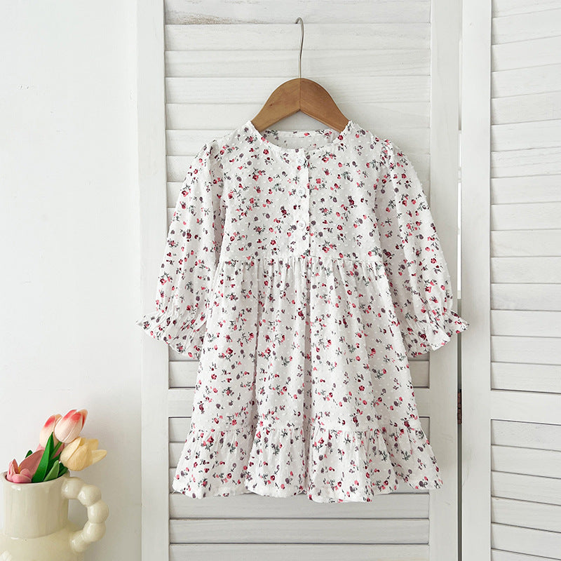 Spring Baby Girls French-style Floral Print Long-sleeved Onesies and Dress – Princess Sister Matching Set, MyKids-USA®, Baby & Toddler Outfits, MyKids-USA -  -  -  -  -  -  - 