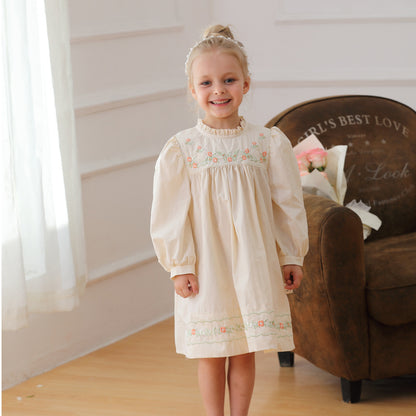 Arrival Autumn Girls Ruffle Neck Long Sleeves Flowers Embroidery Dress, MyKids-USA®, Baby & Toddler Dresses, MyKids-USA -  -  -  -  -  -  - 