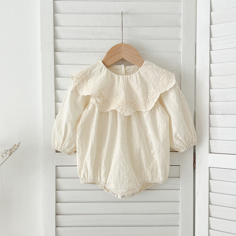 Arrival Autumn Baby Kids Girls Solid Color Flowers and Geometric Pattern Embroidery Long Sleeves Onesies and Dress – Princess Sister Matching Set, MyKids-USA®, Baby & Toddler Outfits, MyKids-USA - Size/Age - 66 (3-6M) - Color - Beige -  -  - TR2408022243-B