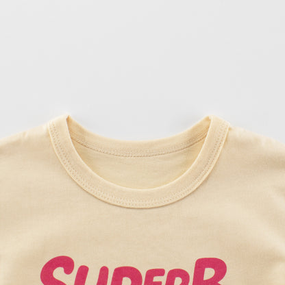 Summer Girls’ Cartoon Teddy and Letters Pattern Printed T-shirt in European and American Style, MyKids-USA®, Baby & Toddler Tops, MyKids-USA -  -  -  -  -  -  - 