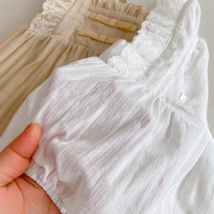 Summer Arrival Baby Girls Solid Color Lace Decorated Fly Sleeves Onesies, MyKids-USA®, Baby One-Pieces, MyKids-USA -  -  -  -  -  -  - 