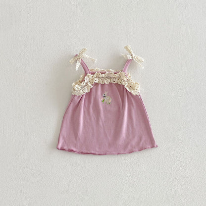 Arrival Summer Baby Kids Girls Thin Sleeveless Rabbit Pattern Lace Trim Vest, MyKids-USA®, Baby & Children's Tops, MyKids-USA - Size/Age - 66 (3-6M) - Color - Pink -  -  - TR2604072254-B.