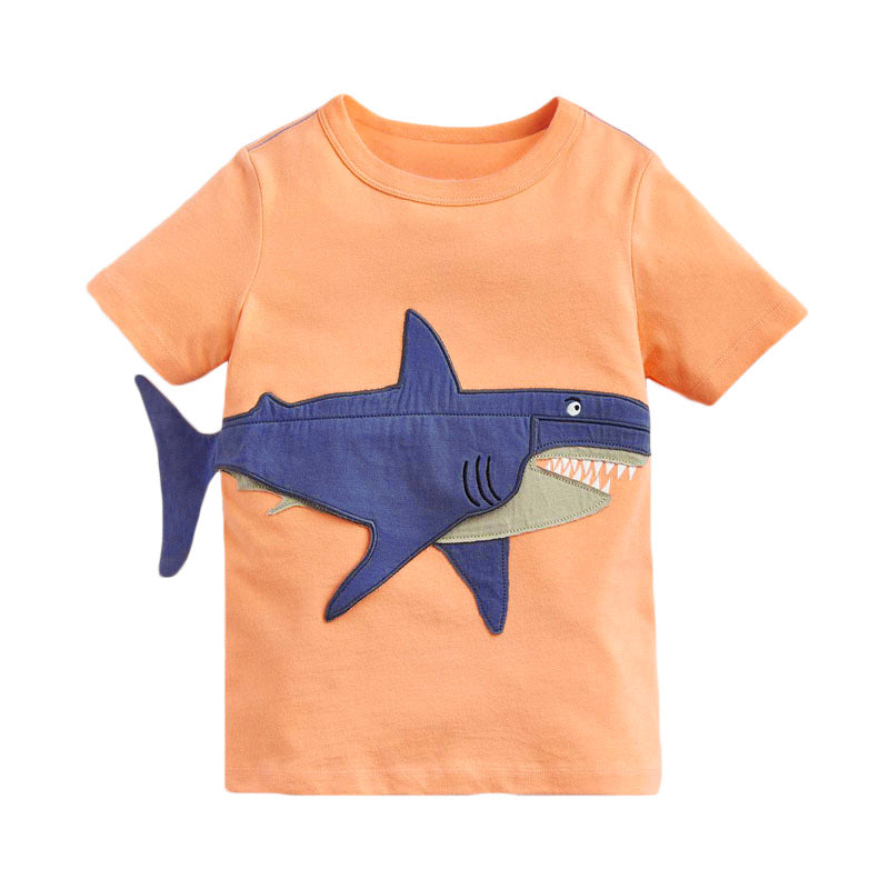 Big Shark Pattern Boys’ T-Shirt In European And American Style For Summer