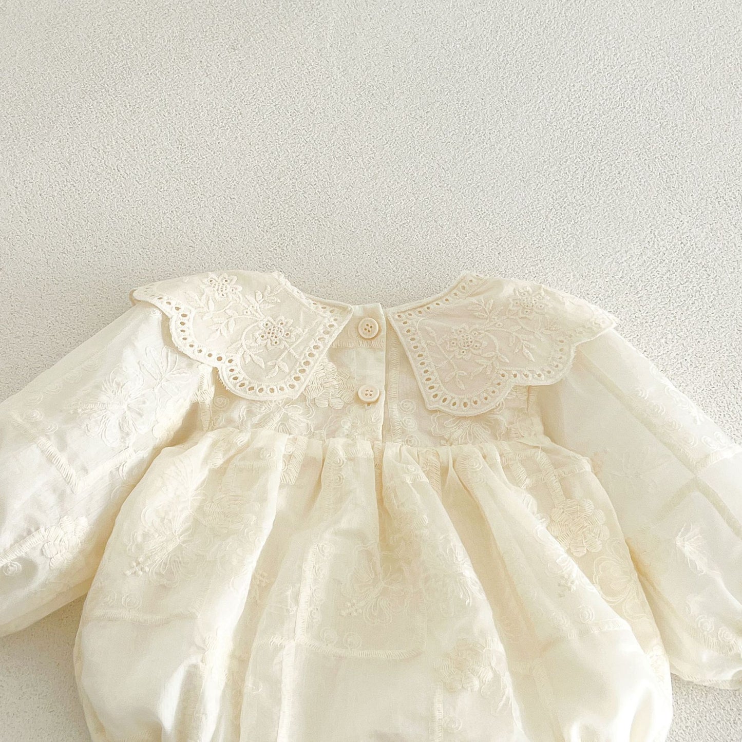 MyKids-USA® Autumn Flowers Embroidered Solid Color Baby Kids Girls Princess Bodysuit