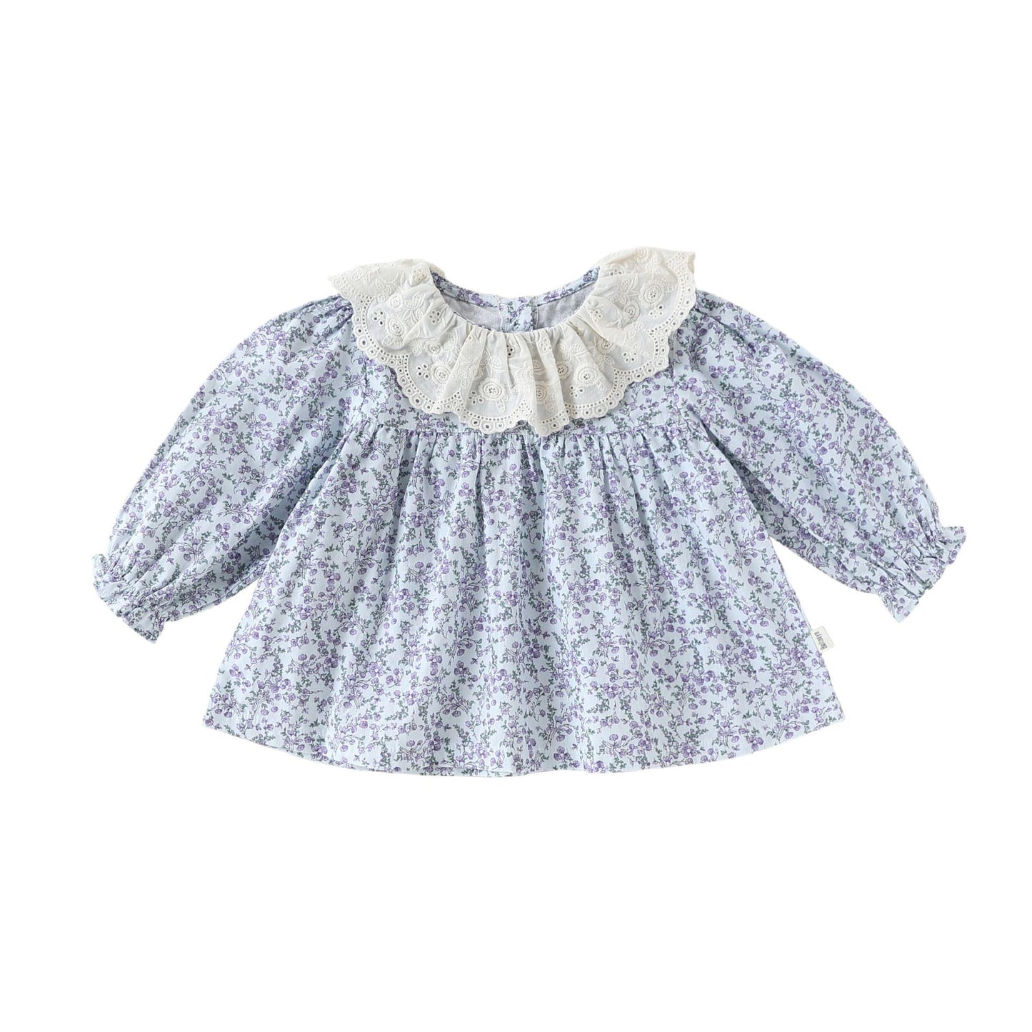 Arrival Spring Baby Kids Girls Floral Pattern Ruffle Collar Top, MyKids-USA®, Shirts, MyKids-USA - Size/Age - 73 (6-9M) - Color - Blue -  -  - TR2603052352-A.