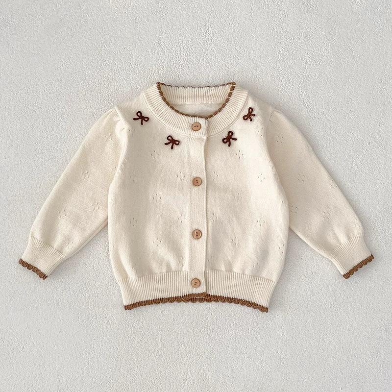 Autumn Arrival Baby Girls Comfortable Hollow-out and Butterfly-bows Pattern Knitted Long Sleeves Cardigan, MyKids-USA®, Cardigans, MyKids-USA - Size/Age - 66 (3-6M) - Color - Beige -  -  - TR2507092111-A