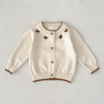 Autumn Arrival Baby Girls Comfortable Hollow-out and Butterfly-bows Pattern Knitted Long Sleeves Cardigan, MyKids-USA®, Cardigans, MyKids-USA - Size/Age - 66 (3-6M) - Color - Beige -  -  - TR2507092111-A