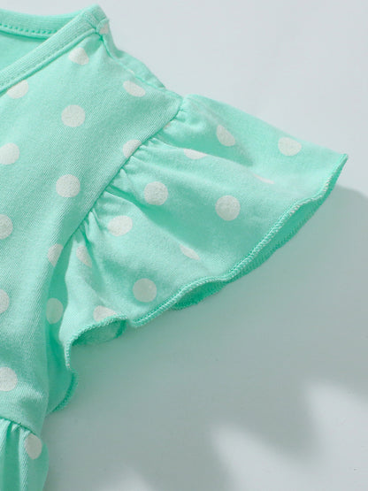 Summer Baby Kids Girls Polka Dots Green Dress And Solid Color Shorts Clothing Set, MyKids-USA®, Baby & Toddler Outfits, MyKids-USA -  -  -  -  -  -  - 