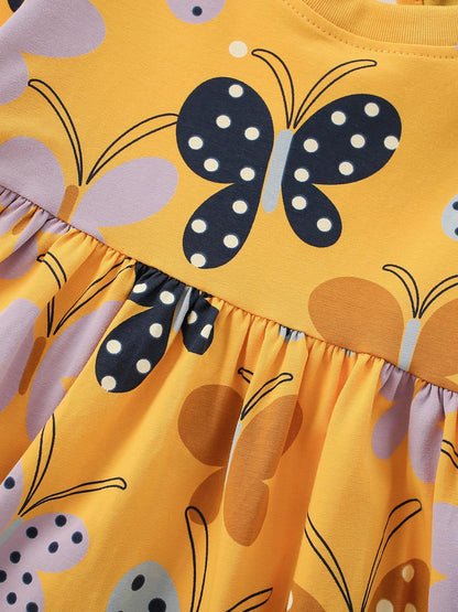 MyKids-USA® Autumn Arrival Baby Kids Girls Butterfly Pattern Long Sleeves Dress