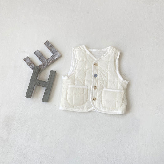 Arrival Spring and Autumn Baby Kids Unisex Solid Color Sleeveless V Neck Vest, MyKids-USA®, Tunics, MyKids-USA - Size/Age - 73 (6-9M) - Color - Beige -  -  - TR2601252214-A.