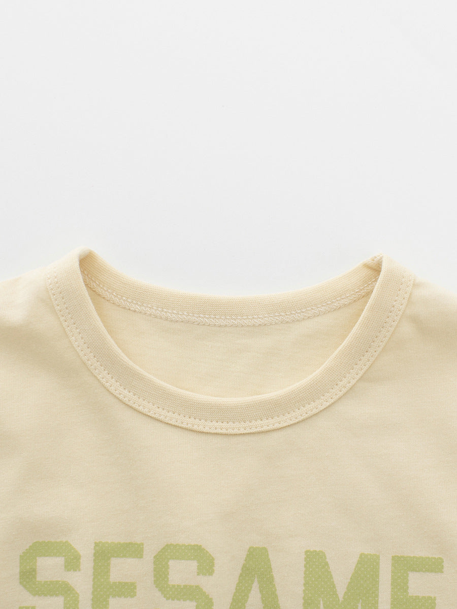Summer Boys’ Letters Pattern Apricot T-shirt in European and American Style, MyKids-USA®, T-Shirts, MyKids-USA -  -  -  -  -  -  - .