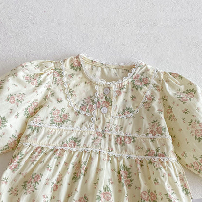 Spring and Autumn Arrival Baby Girls Long Sleeves Cute Floral Bodysuit