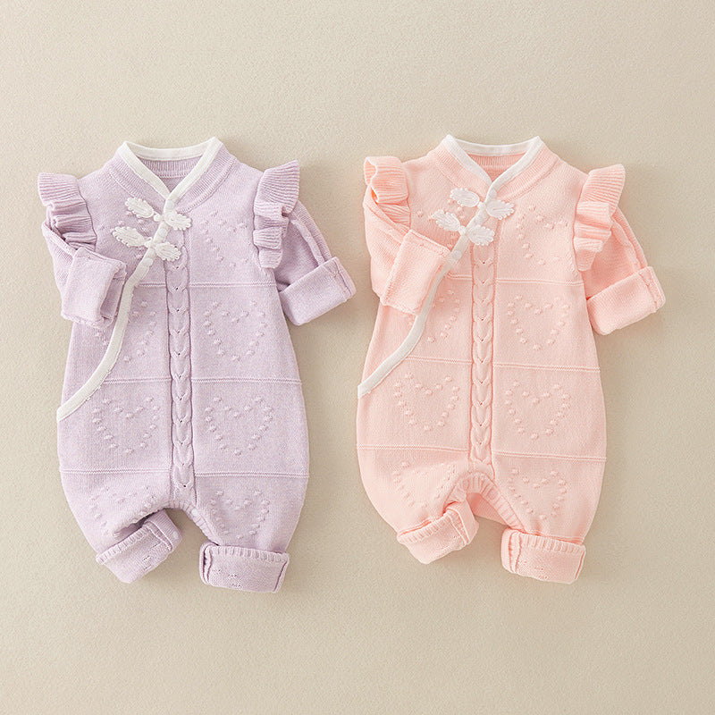 Chinese Style Knitted Rompers For Baby Girl