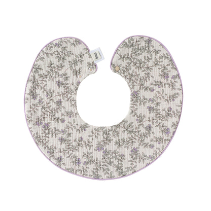Adorable Vintage Floral Pattern Snap-on Round Shaped Bib, MyKids-USA®, Bibs, MyKids-USA - Size/Age - S (0-1Y) - Color - Purple -  -  - TR2605202212-E.