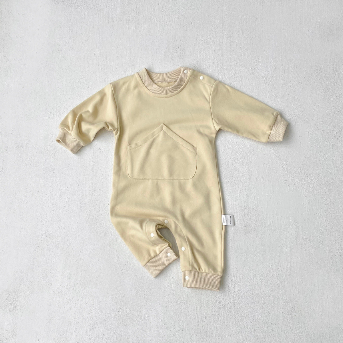 MyKids-USA® Autumn Hot Selling Baby Unisex Solid Color Long Sleeves Pocketed Romper