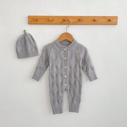 Autumn and Spring Arrival Unisex Baby’s Solid Color Geometric Pattern Knitted Rompers, MyKids-USA®, Baby One-Pieces, MyKids-USA -  -  -  -  -  -  - 