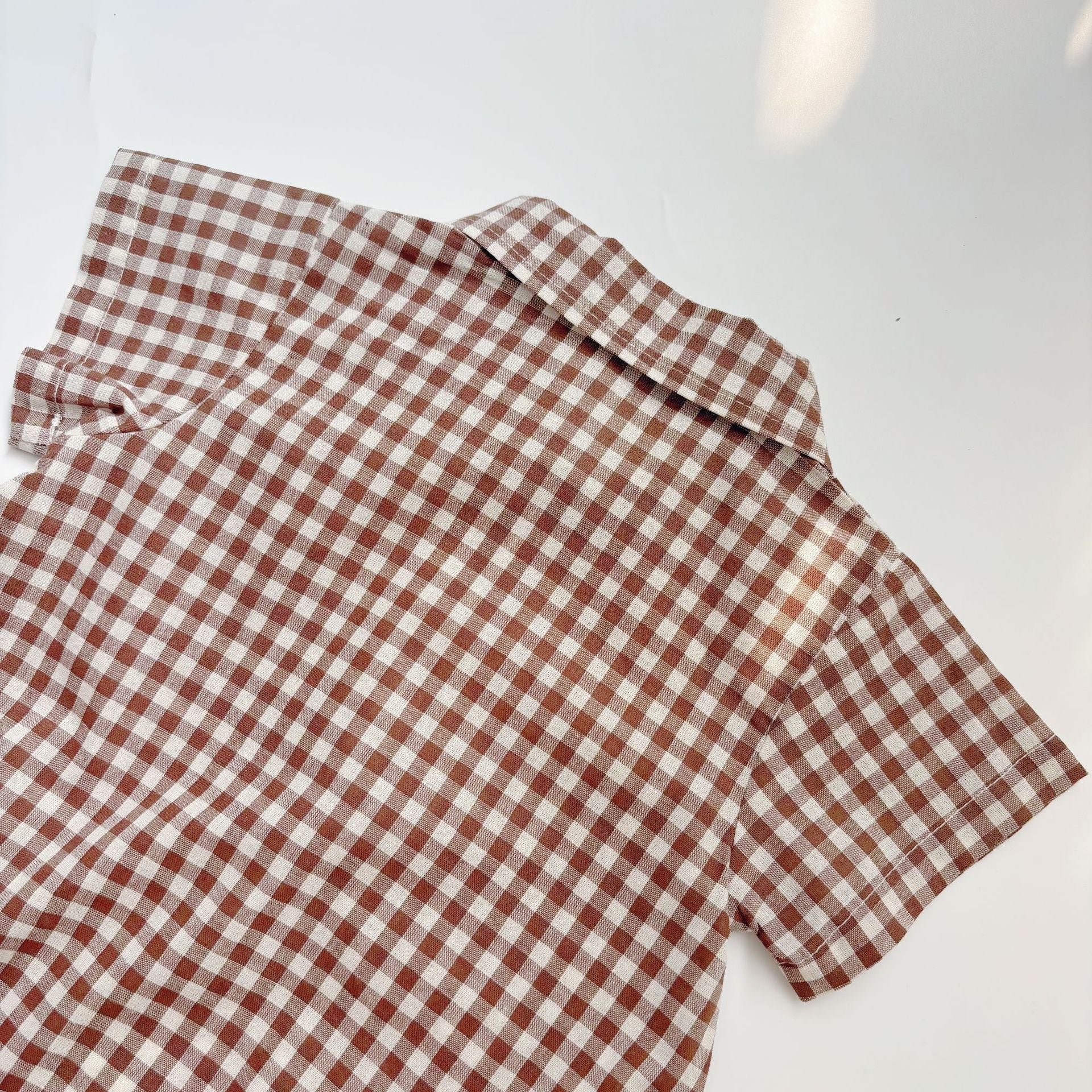 Summer Arrival Baby Boys Casual Plaid Turn-down Collar Short Sleeves Onesies, MyKids-USA®, Baby One-Pieces, MyKids-USA -  -  -  -  -  -  - 