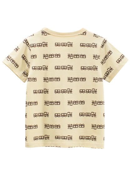 Summer Cartoon Trains Pattern T-shirt for Boys
