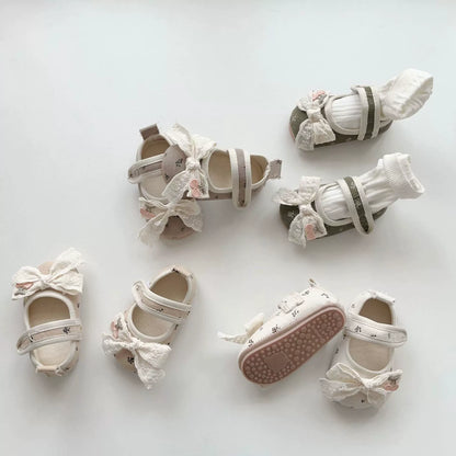Spring and Autumn Baby Girl Fashion Floral Pattern Butterfly-bow Decorated Toddler Soft-Sole Anti-slip Walking Shoes, MyKids-USA®, First Steps & Crawlers, MyKids-USA -  -  -  -  -  -  - 