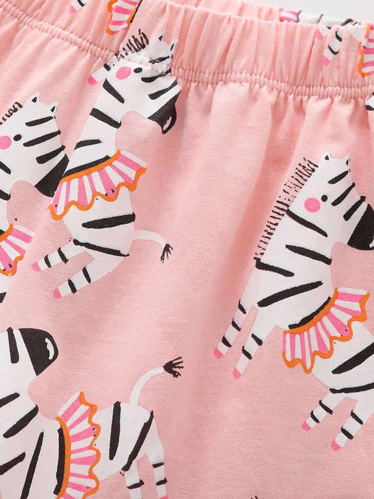 Arrival Summer Baby Kids Girls Short Sleeves Animals Cartoon Pattern Top and Shorts Clothing Set