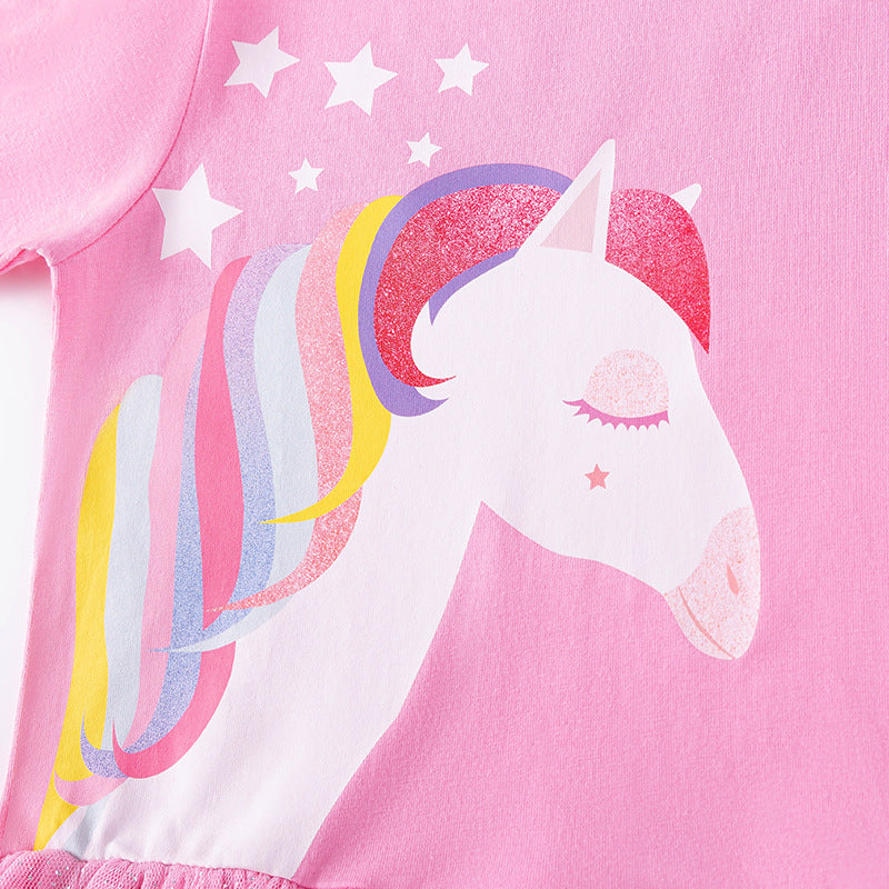 Autumn Arrival Cartoon Animals Pattern Long Sleeves Crew Neck Dress for Stylish Girls, MyKids-USA®, Baby & Toddler Dresses, MyKids-USA -  -  -  -  -  -  - 