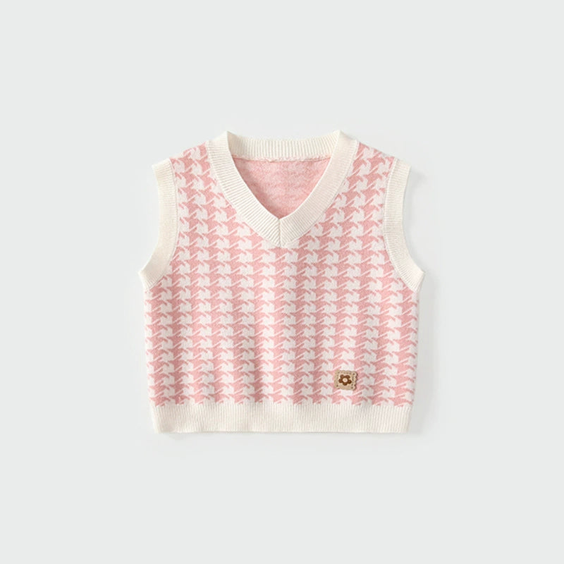 Arrival Autumn Baby Kids Unisex Houndstooth Pattern Sleeveless Vest, MyKids-USA®, Baby & Toddler Coats & Jackets, MyKids-USA - Size/Age - 80 (9-12M) - Color - Pink -  -  - TR2509012108-B