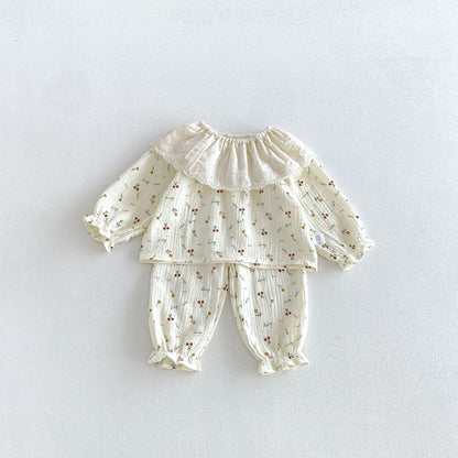 MyKids-USA® Hot Selling Autumn Baby Kids Girls Long Sleeves Floral Pattern Top with Pants Set