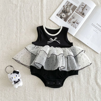 Design Summer Baby Kids Girls Sleeveless Color Patchwork Bodysuit Dress