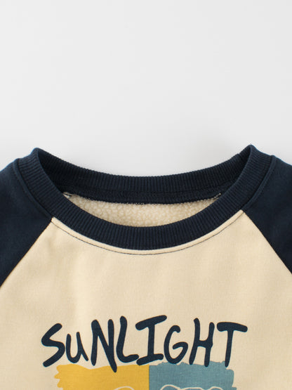 Autumn Baby Kids Boys Cartoon Print Color Patchwork Long Sleeves Crew Neck Top Pullover, MyKids-USA®, Baby & Toddler Outerwear, MyKids-USA -  -  -  -  -  -  - 