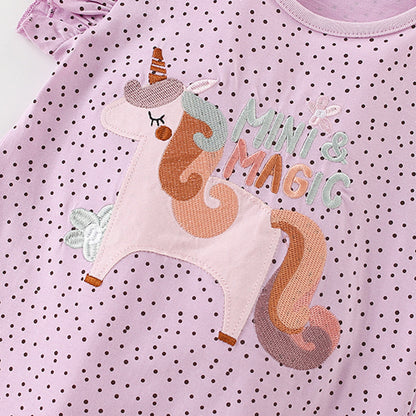 Summer Arrival Girls’ Dots and Cartoon Pattern Fly Sleeves T-shirt in European and American Style, MyKids-USA®, T-Shirts, MyKids-USA -  -  -  -  -  -  - 